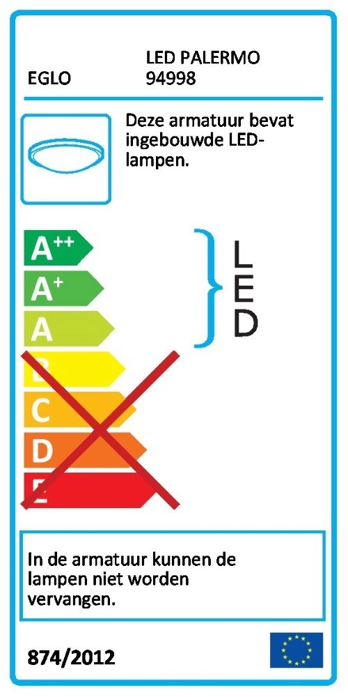 Led plafondlamp Led Palermo 22,5cm Eglo 9002759949983