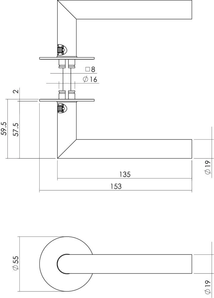 Strakke deurklink Jura zelfklevend rozet zwart Intersteel 8714186428597
