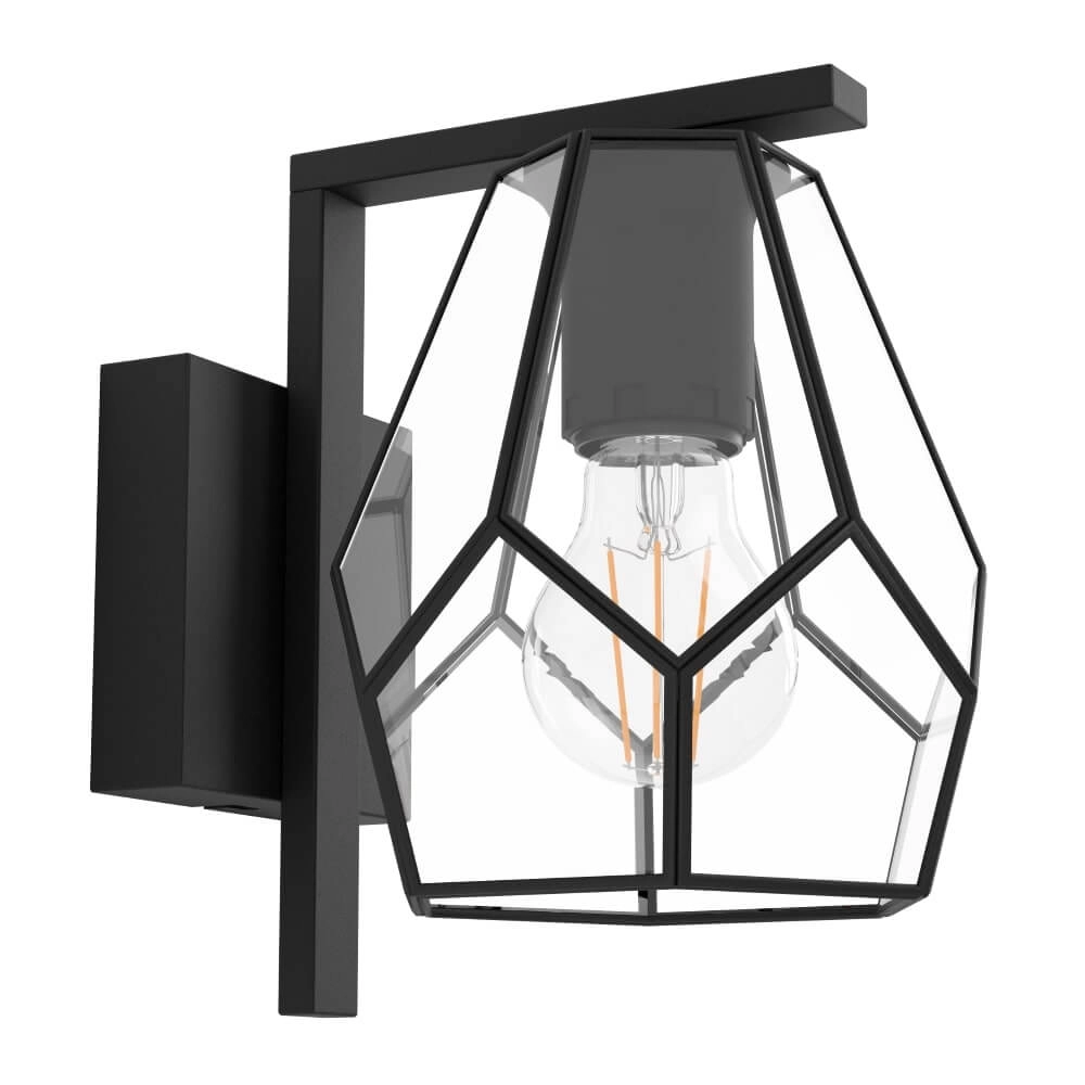 Wandlamp Mardyke zwart met glas