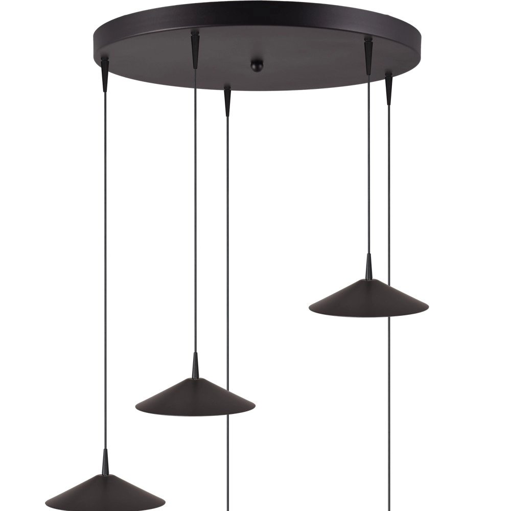 5-lichts hanglamp Ceppo zwart Ø 22cm rond Masterlight 8718121358758