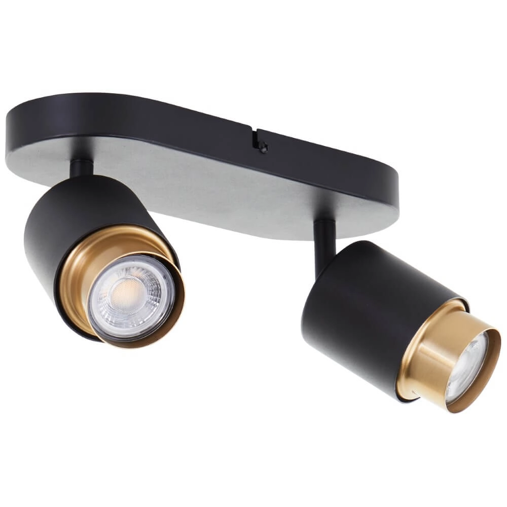2-lichts opbouwspot Covelo zwart met goud Brilliant 4004353441356