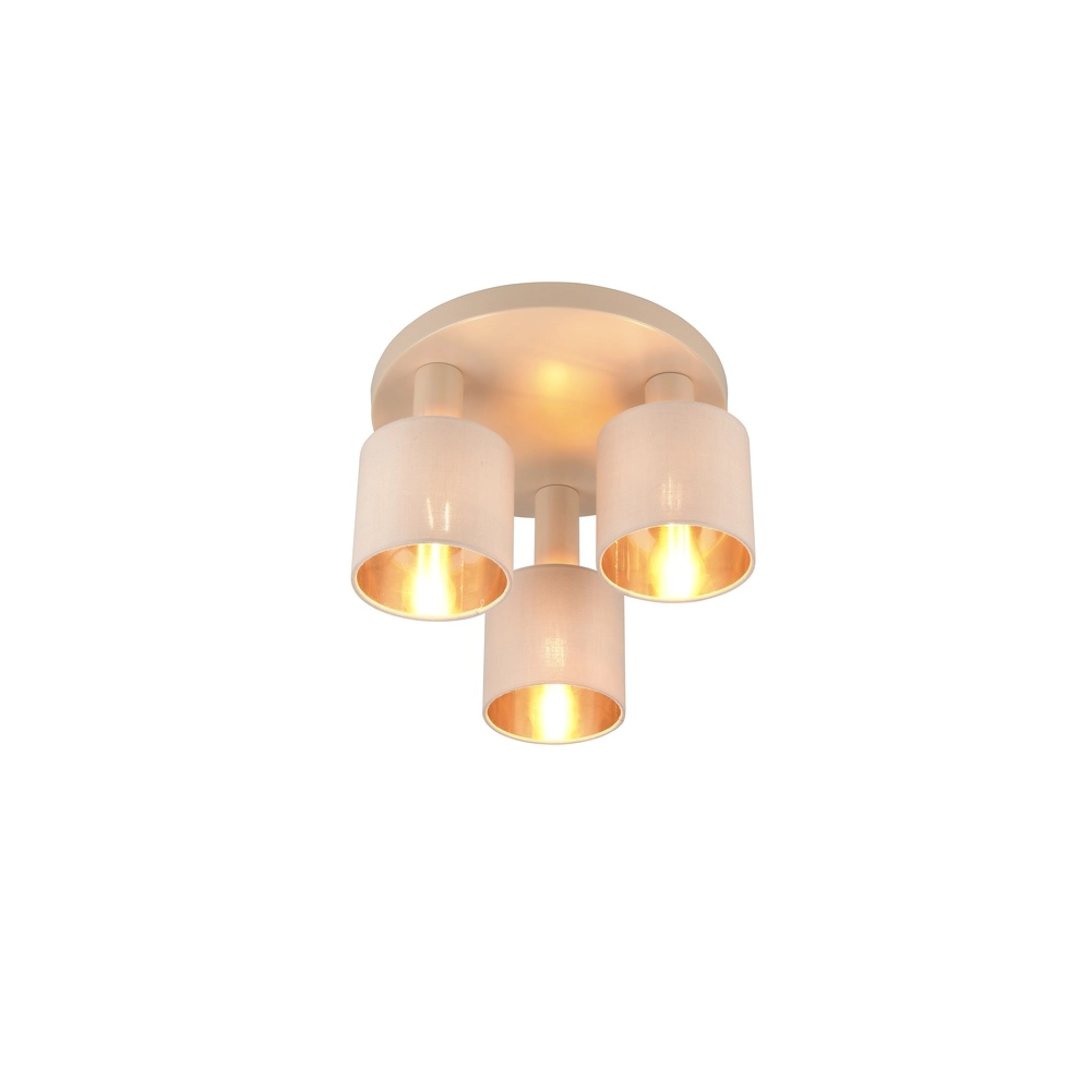 3-lichts plafondlamp Tommy zand bruin