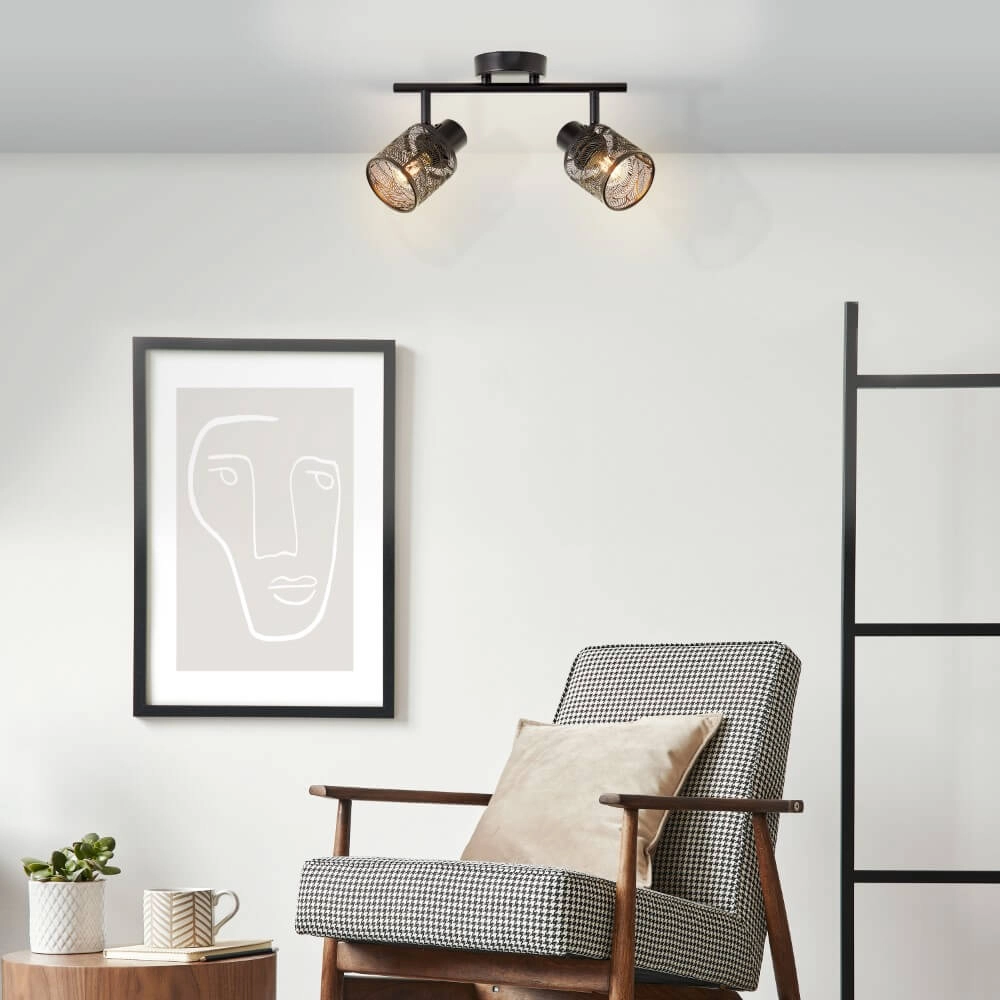 Zwarte plafondlamp Bano 2-lichts Brilliant 4004353413476