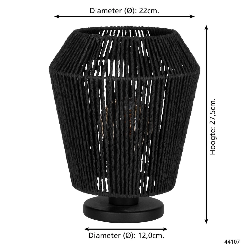 Touw tafellamp Persley Ø 22cm - zwart Eglo 9002759441074