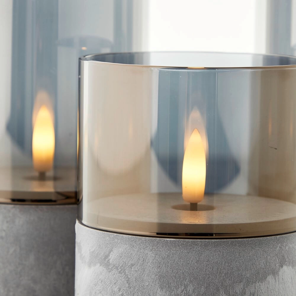 Set van 3 tafellampjes Bougie smoke glas Brilliant 4004353428326