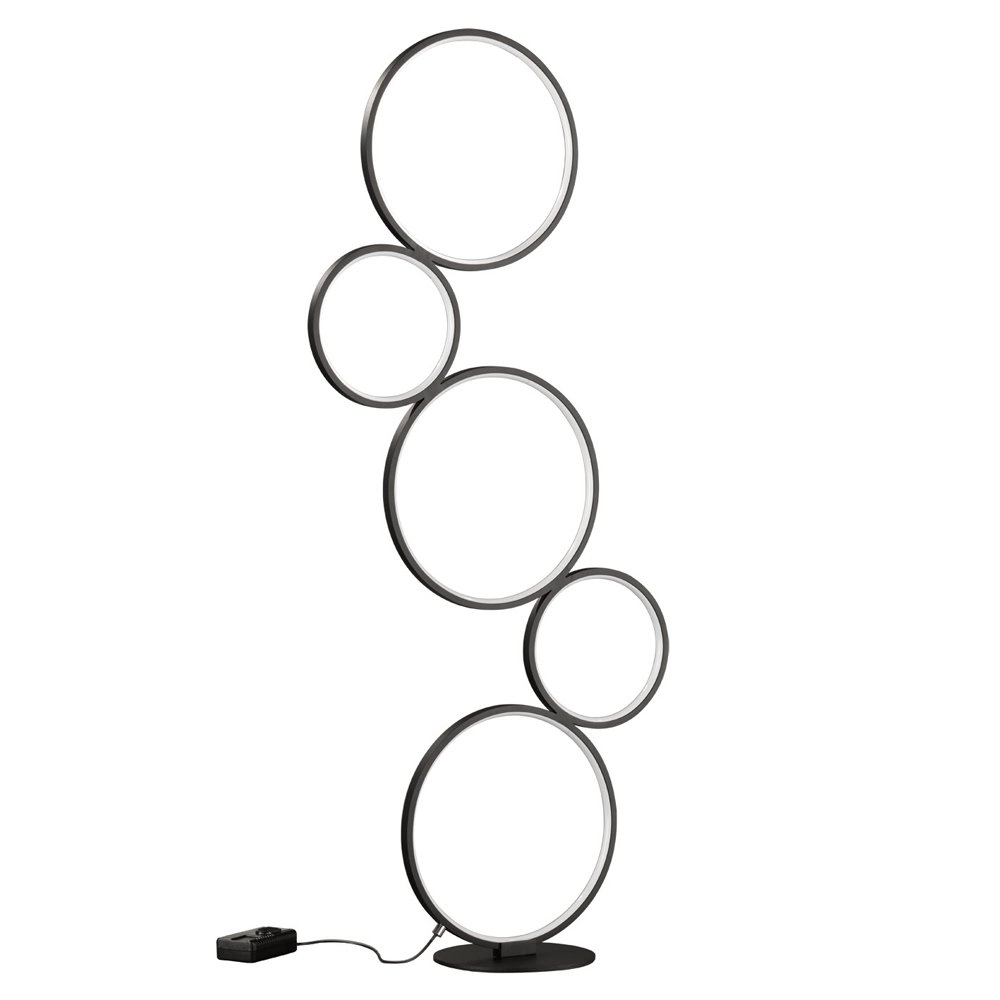 Vloerlamp Rondo 5-rings zwart