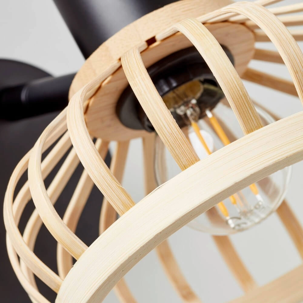 Wandlamp Norah zwart met hout Brilliant 4004353409516