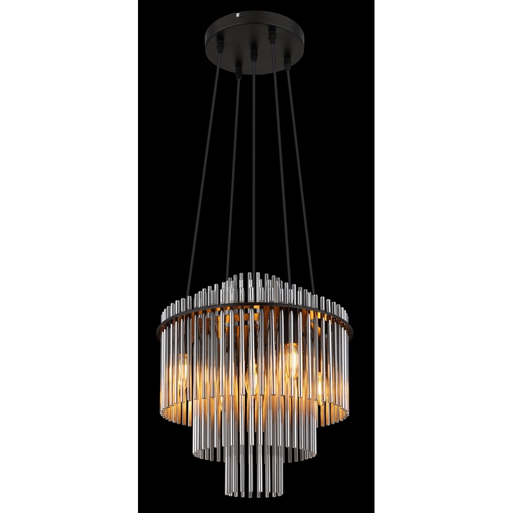 Hanglamp Ø 40cm Gorley zwart met smoke glas staafjes Globo 9007371515134