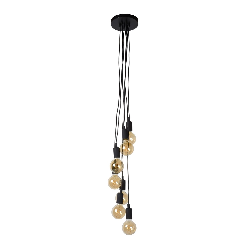 7-lichts hanglamp Fix zwart