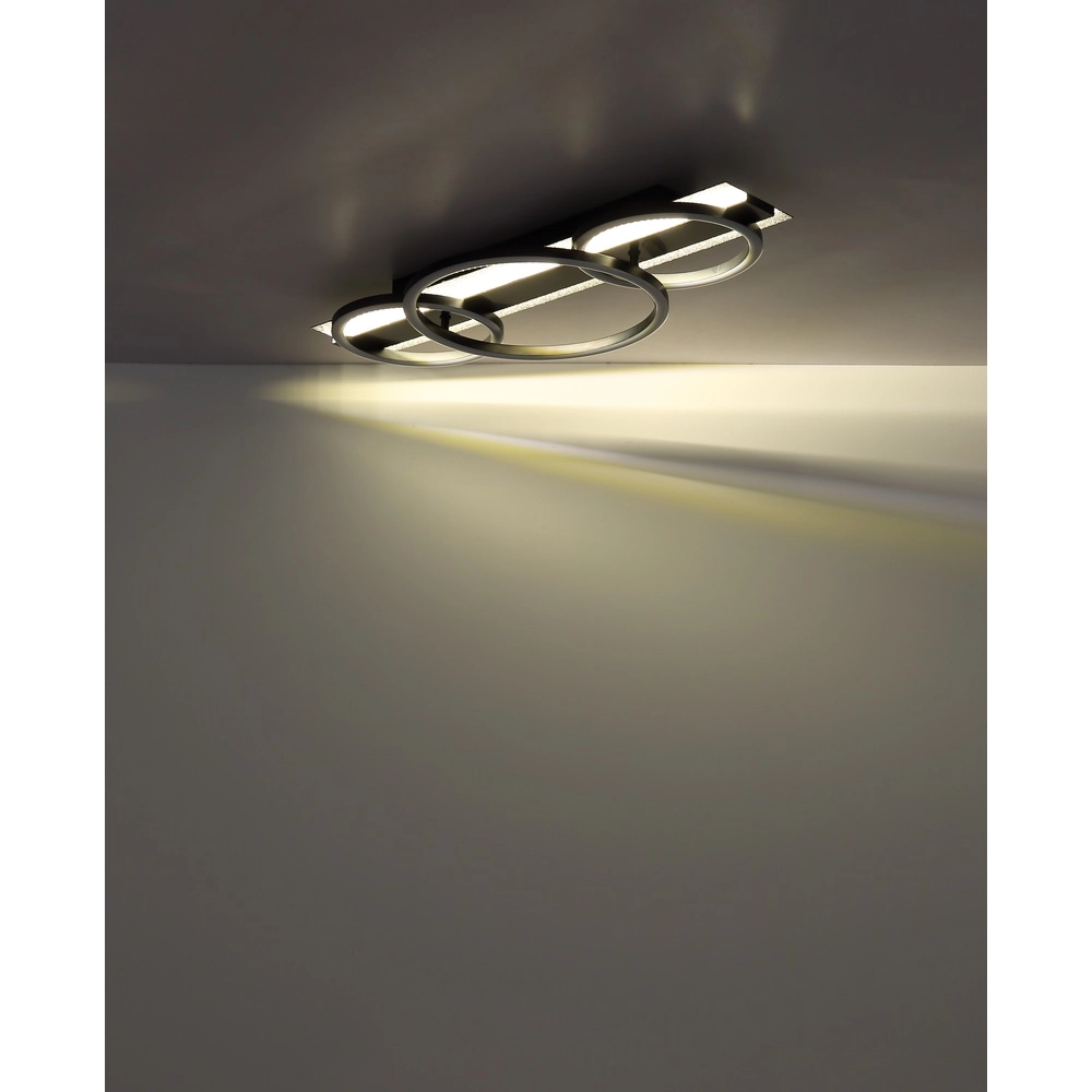 Zwarte plafondlamp Norberto 3 ringen recht Globo 9007371569830