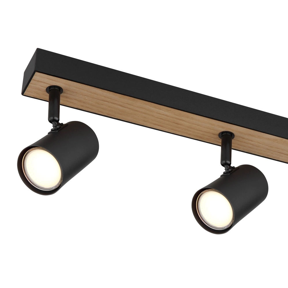 Plafondlamp 6-lichts Robby zwart met hout Globo 9007371432141