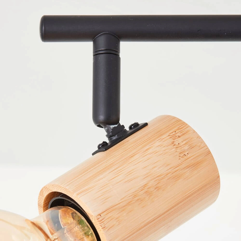 Plafondlamp Kerry 6-lichts zwart met hout Brilliant 4004353409080