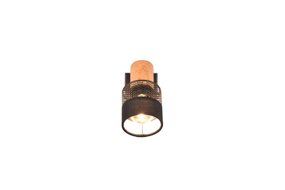 1-lichts opbouwspot Nandini zwart met hout Trio 4017807581096