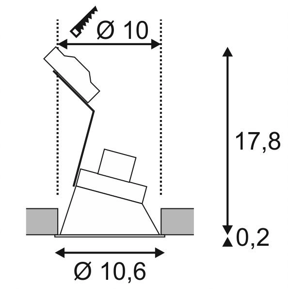 Inbouwspot Horn Slant 10,3cm wit SLV 4024163150149
