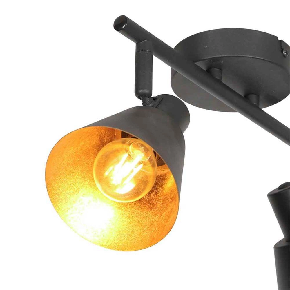 Plafondlamp Oeroe zwart met goud 2-lichts Steinhauer 8712746176339