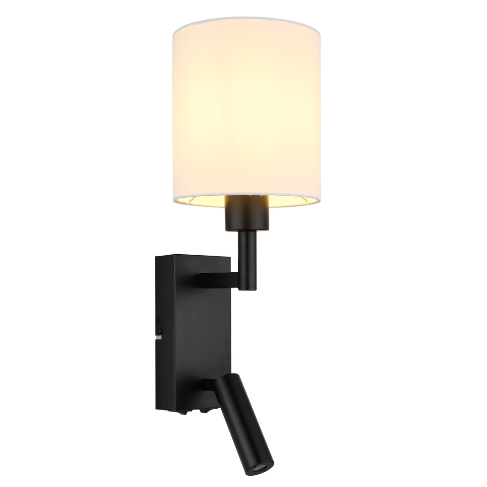 Bedlampje Zamora zwart met witte kap Globo 9007371569892