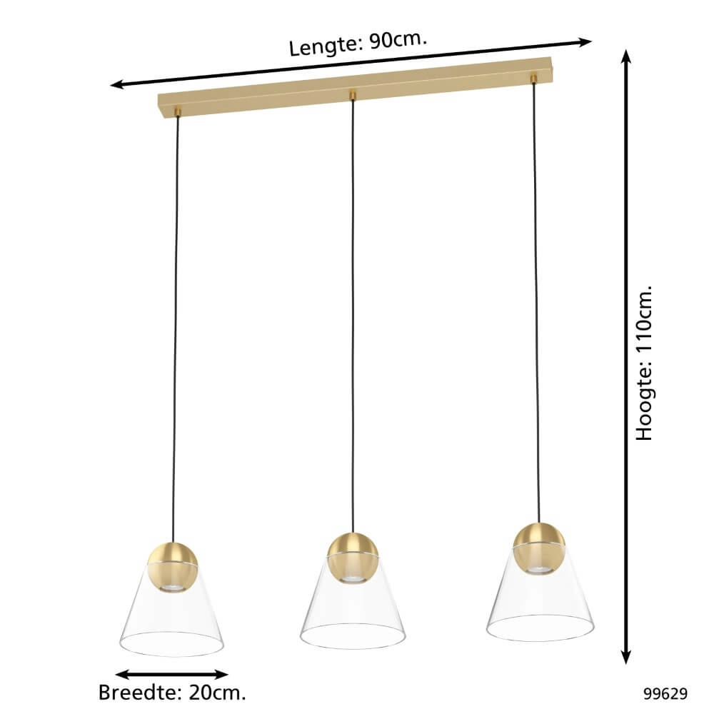 Gouden eettafellamp Cerasella met glas Eglo 9002759996291