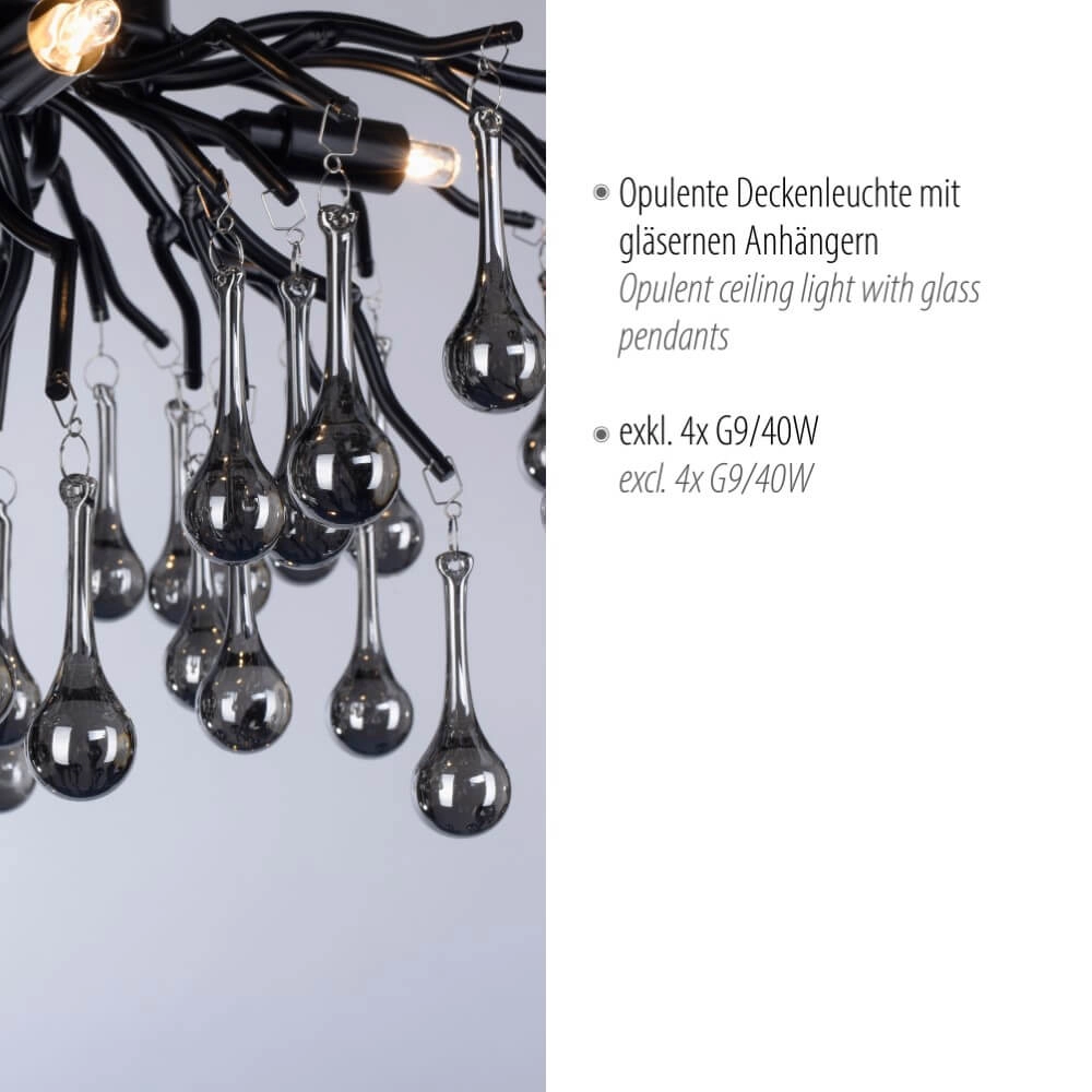 Kroonluchter Icicle zwart 60cm Paul Neuhaus 4012248377574