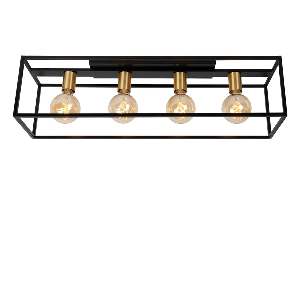 Plafondlamp Ruben zwart 80cm rechthoek Lucide 5411212010902