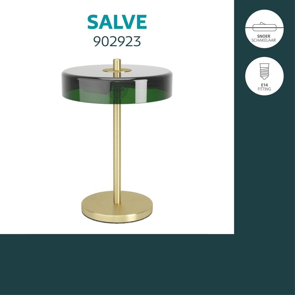 Design tafellamp Salve geelkoper gebordsteld met groen Eglo 9008606399444