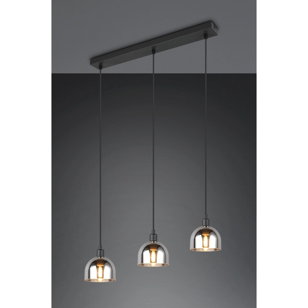 Zwarte hanglamp Molly 3-lichts wit glas Trio 4017807618082