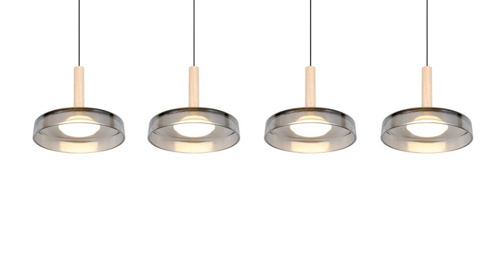 4-lichts led hanglamp Celeste smoke glas Trio 4017807616903