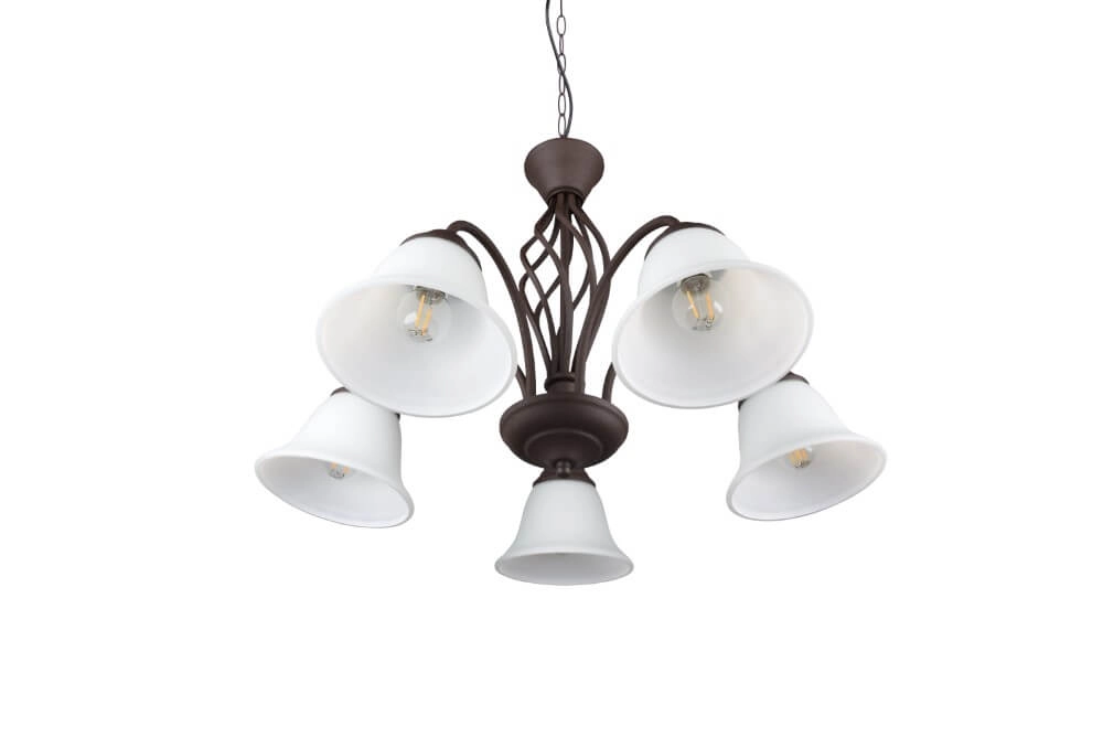 Kroonluchter Rustica 60cm 5-lichts roestbruin