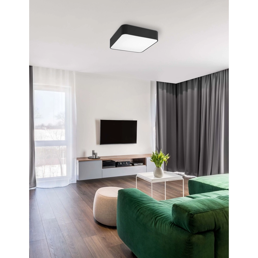 Vierkante plafondlamp Ragu zwart 36cm