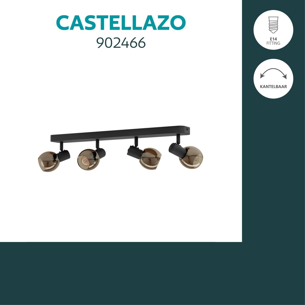 Plafondlamp Castellazo 4-lichts zwart Eglo 9008606392117