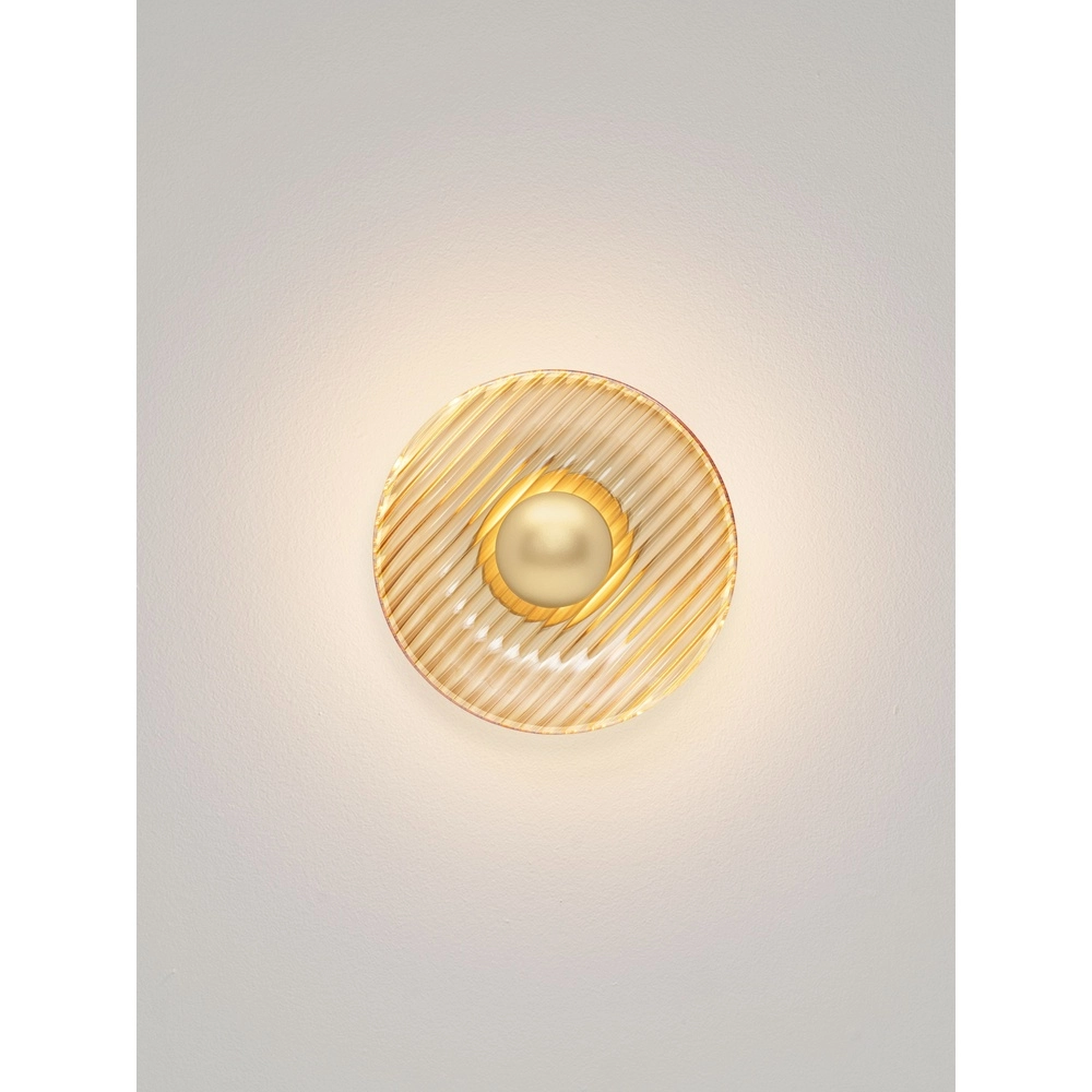 Wandlamp Lavina goud met amber glas Ø 25cm Lyora 5212063501416