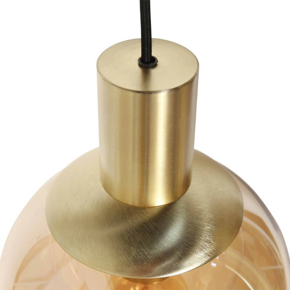 Eettafel hanglamp Bollique goud met amberglas Steinhauer 8712746172980