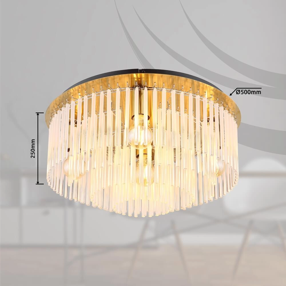 Zwarte plafondlamp Gorley met glas Ø 32cm Globo 9007371448951