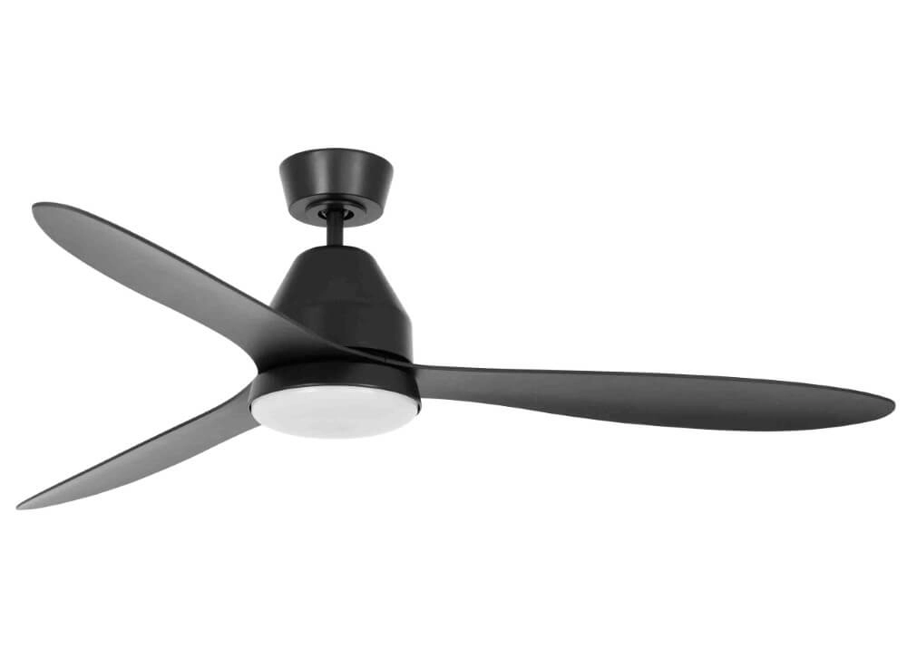 Plafondventilator zwart met lamp Whitehaven Ø 143cm IP55