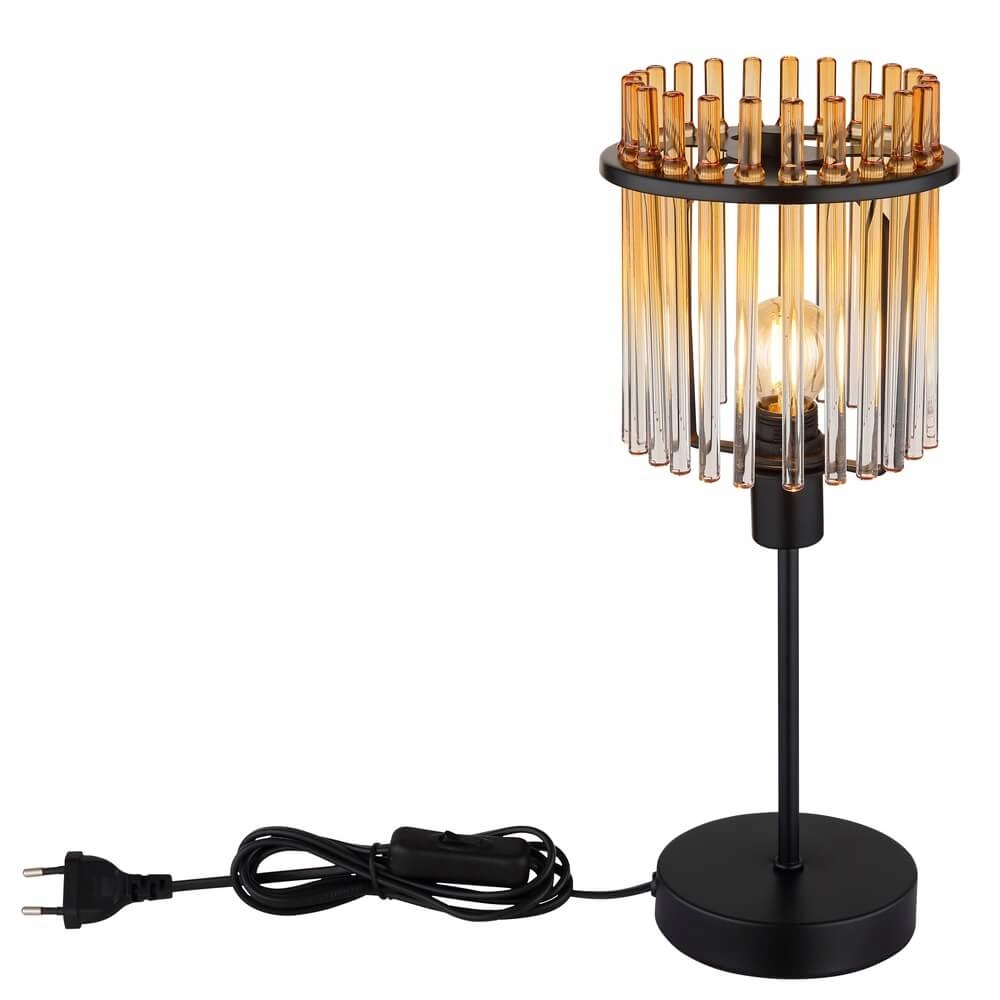 Zwarte tafellamp Gorley met amberglas Ø 15cm Globo 9007371474981