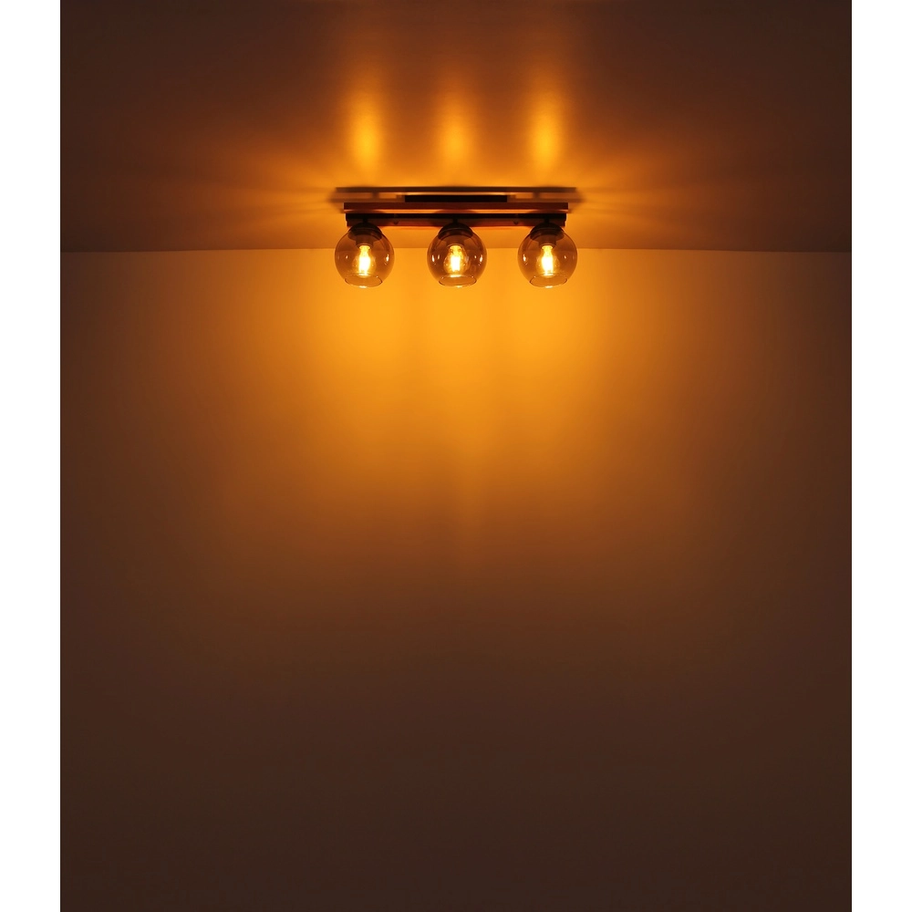 3-lichts plafondlamp Conni zwart met hout Globo 9007371448739