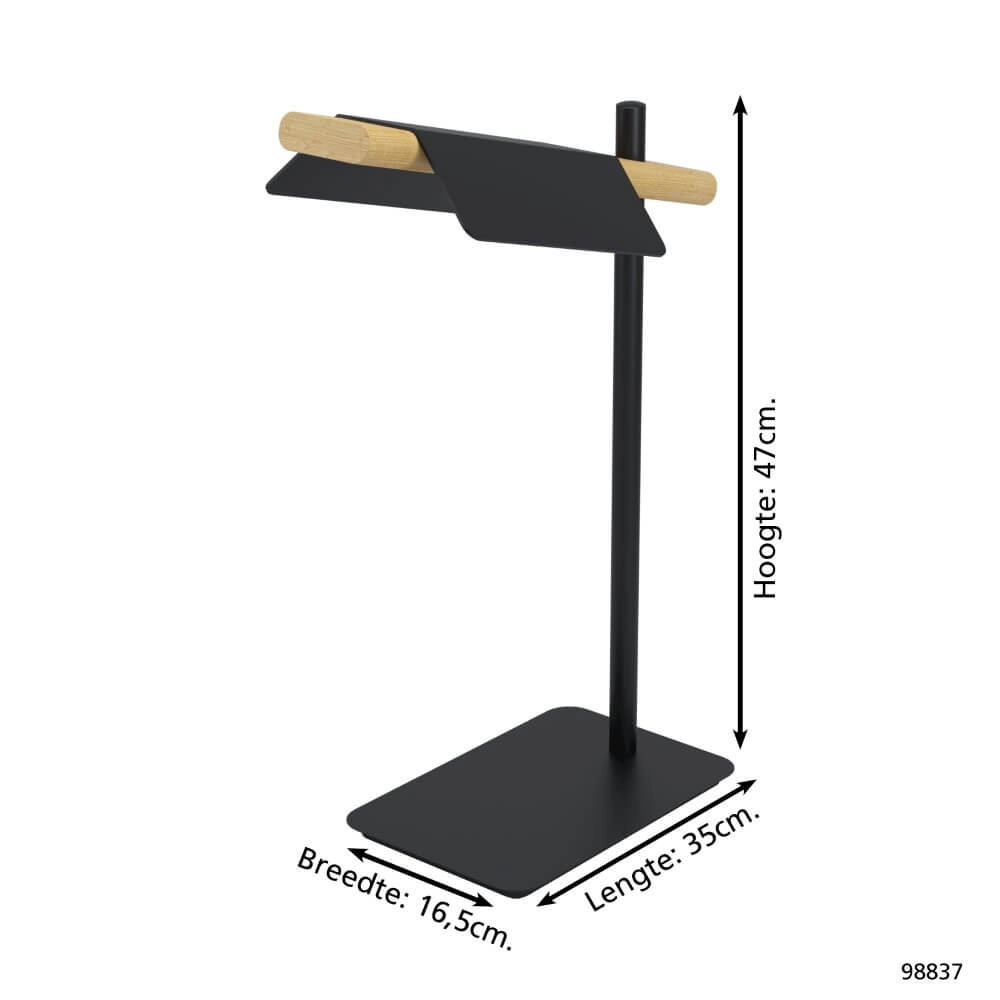 Bureaulamp Ermua zwart met hout Eglo 9002759988371