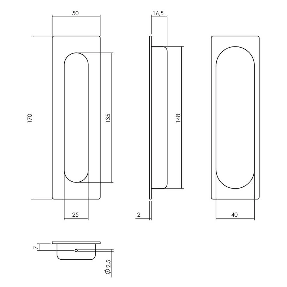 Schuifdeurkom recht Alvro 17x5cm RVS Intersteel 8714186167731