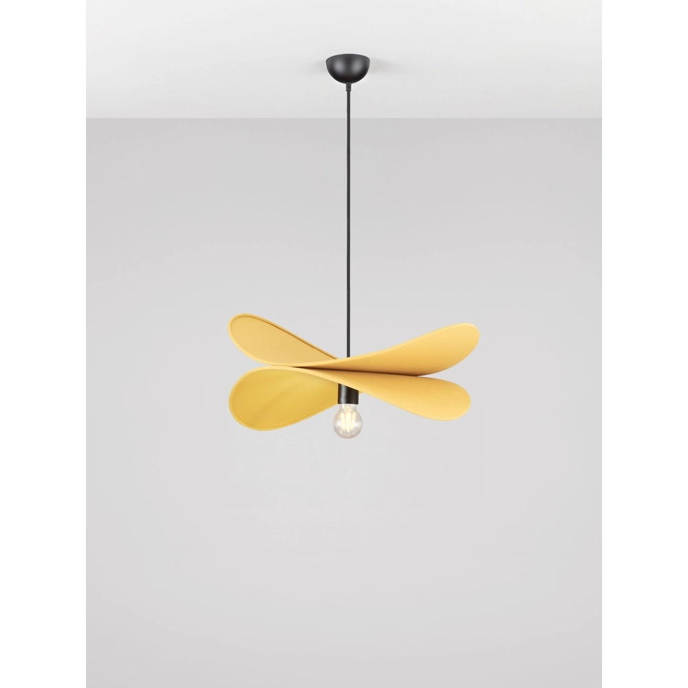 Moderne hanglamp Luve zwart met geel Lyora 5212017493705