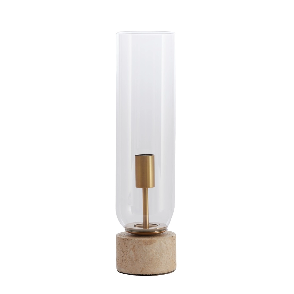 Glazen tafellamp Rylano 47cm - met travertin