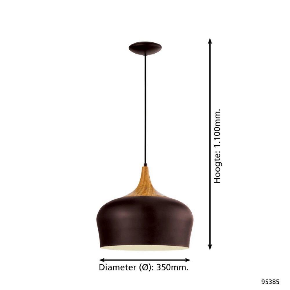 Hanglamp Obregon bruin met houtbruin Eglo 9002759953850