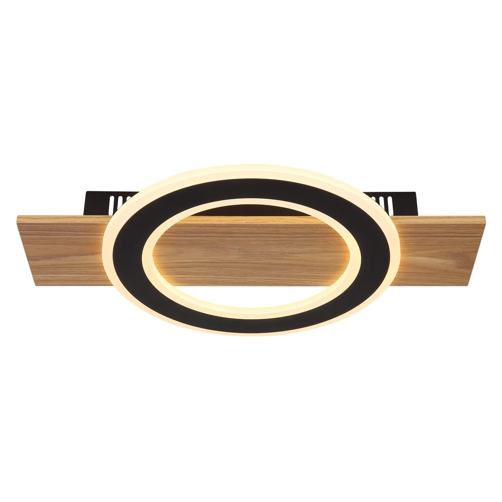 Design plafondlamp Jayden zwart met hout Globo 9007371465408