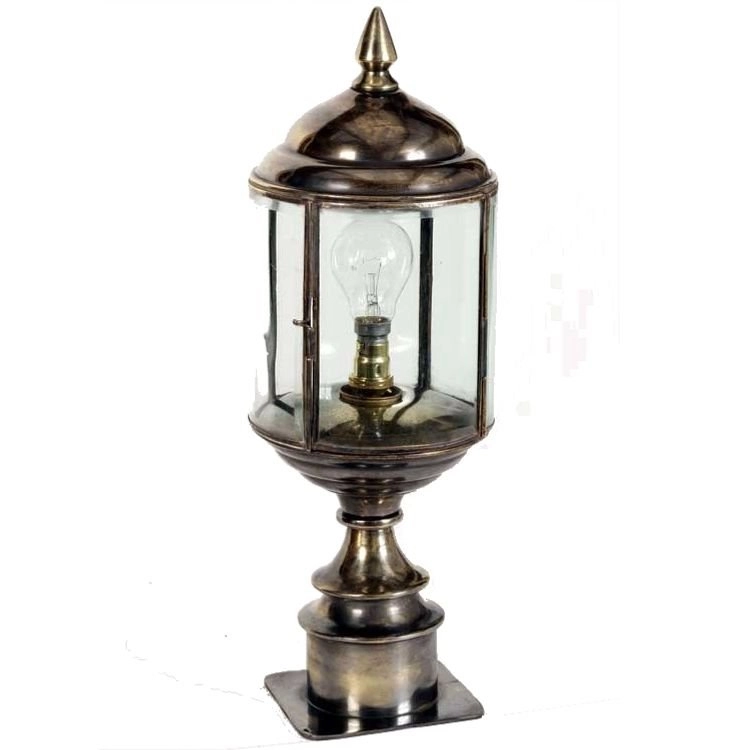 Landelijke sokkellamp Wentworth Short Pillar buitenlamp - messing (PB) Limehouse 8716803506923