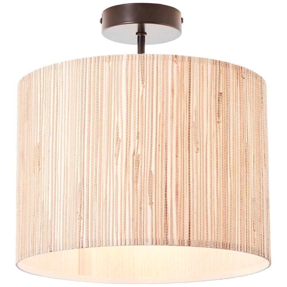 Plafondlamp Wimea zeegras met bronsbruin