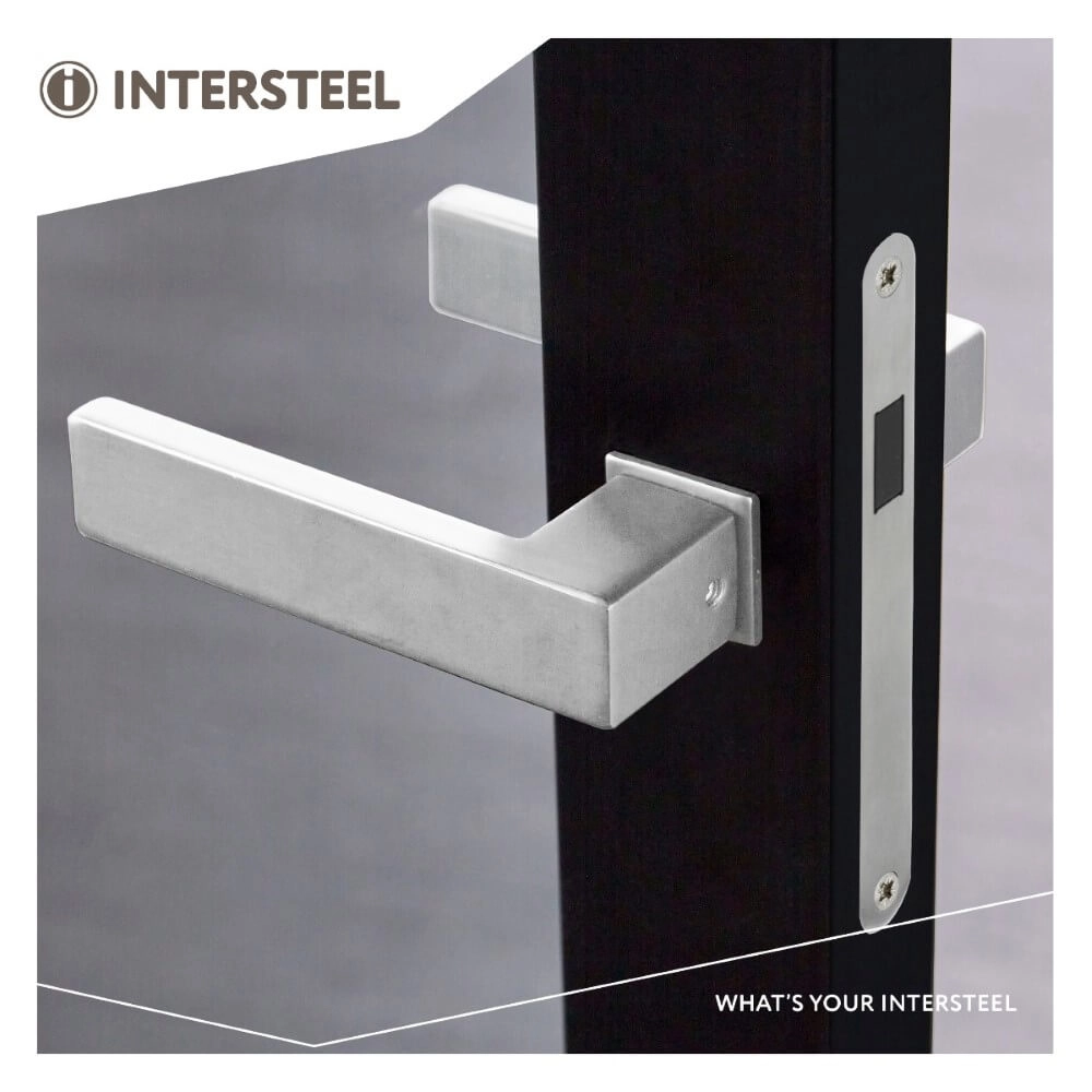 Strakke deurklink Amsterdam met klein rozet RVS Intersteel 8714186561751