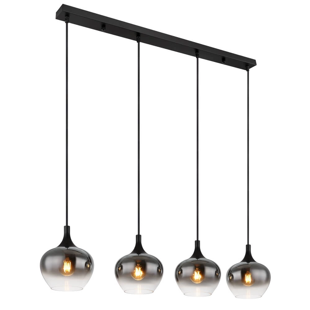 Zwarte hanglamp Maxy 4-lichts recht