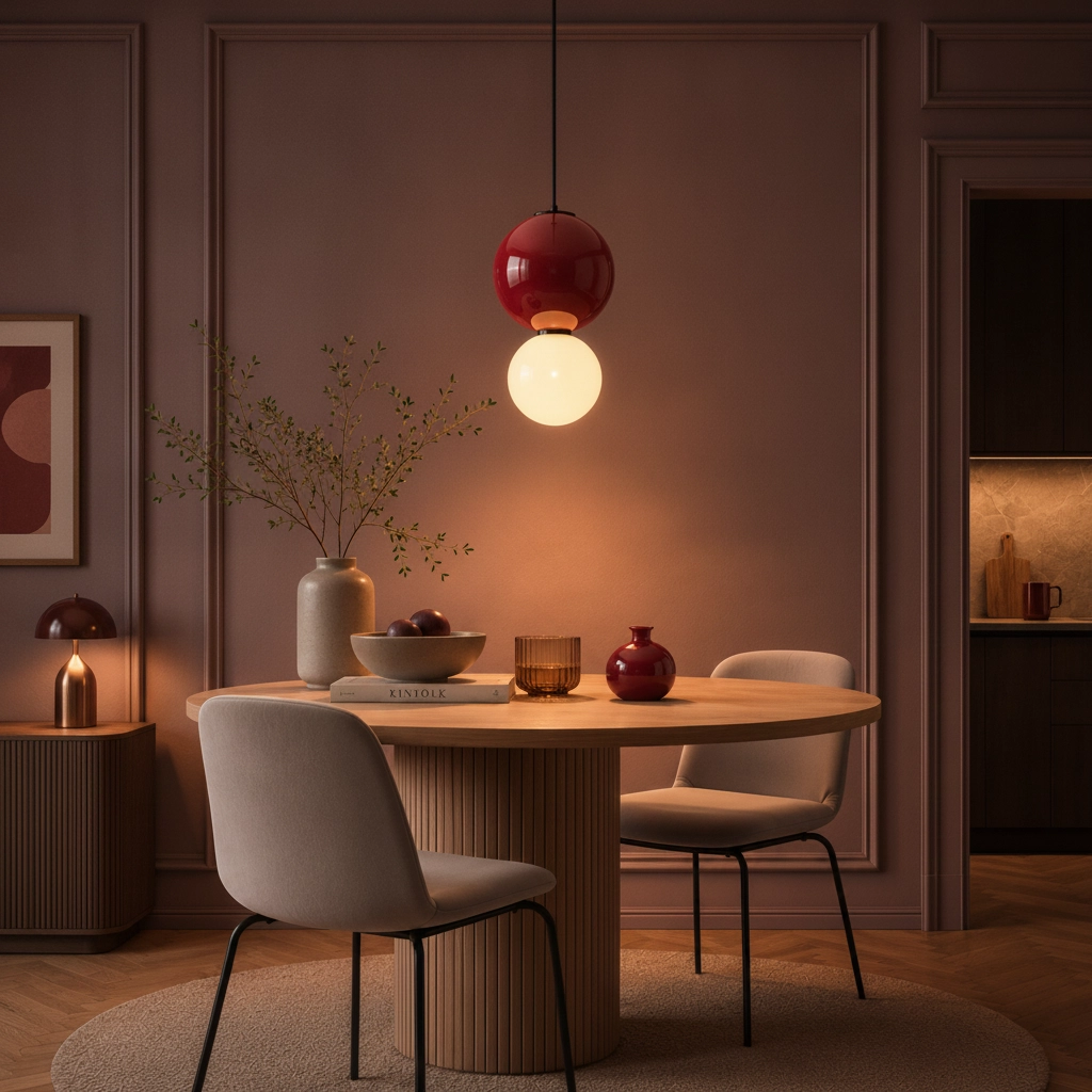 Hanglamp Noesis Ø 18cm bordeaux rood met wit