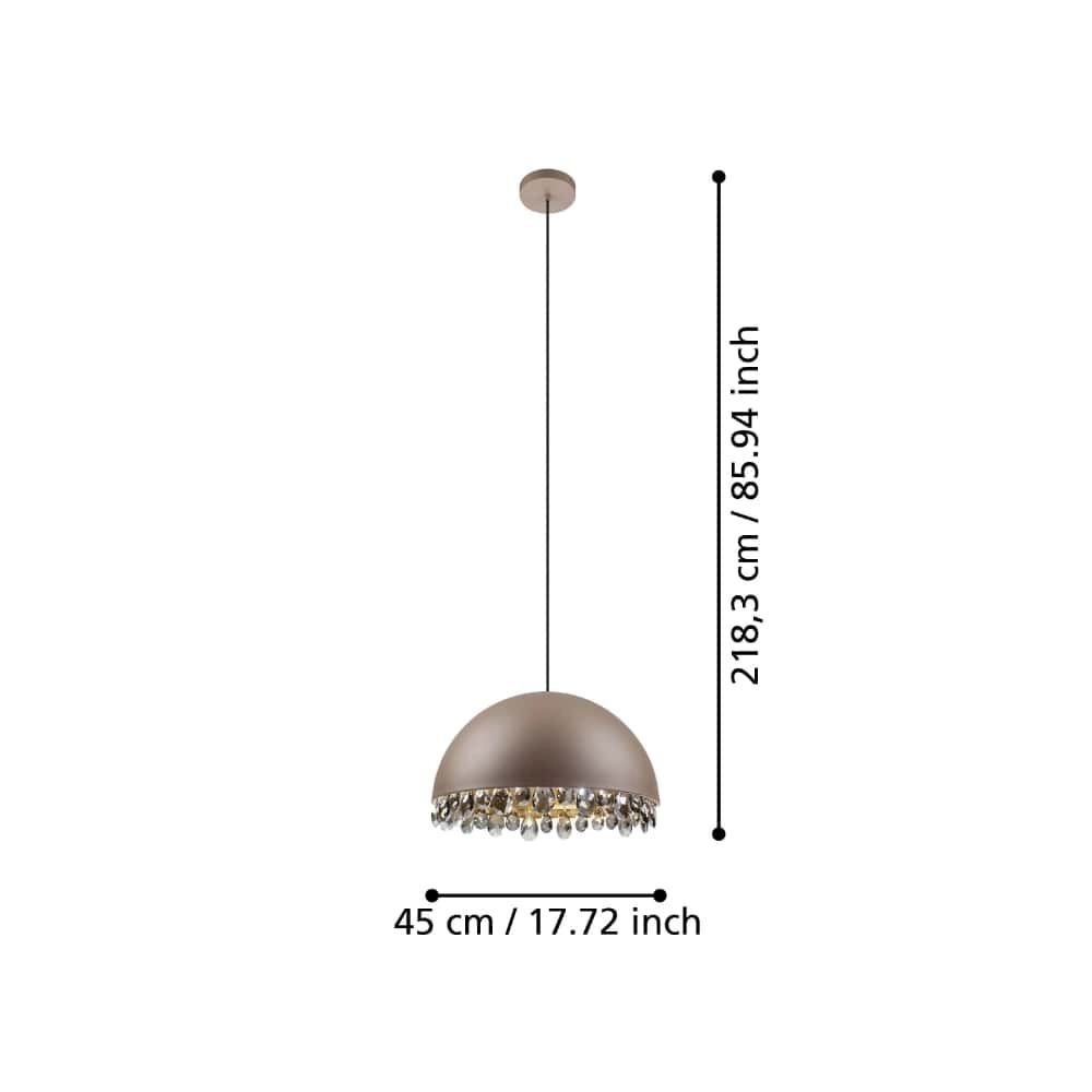 Mokka hanglamp met kristal Gaetano 2 Ø 45cm Stars of Light 9002759399481