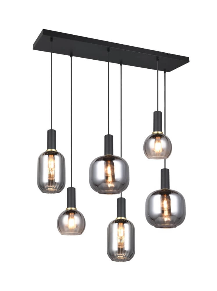 Eetkamer hanglamp Diva 6-lichts - smoke glas Trio 4017807614572