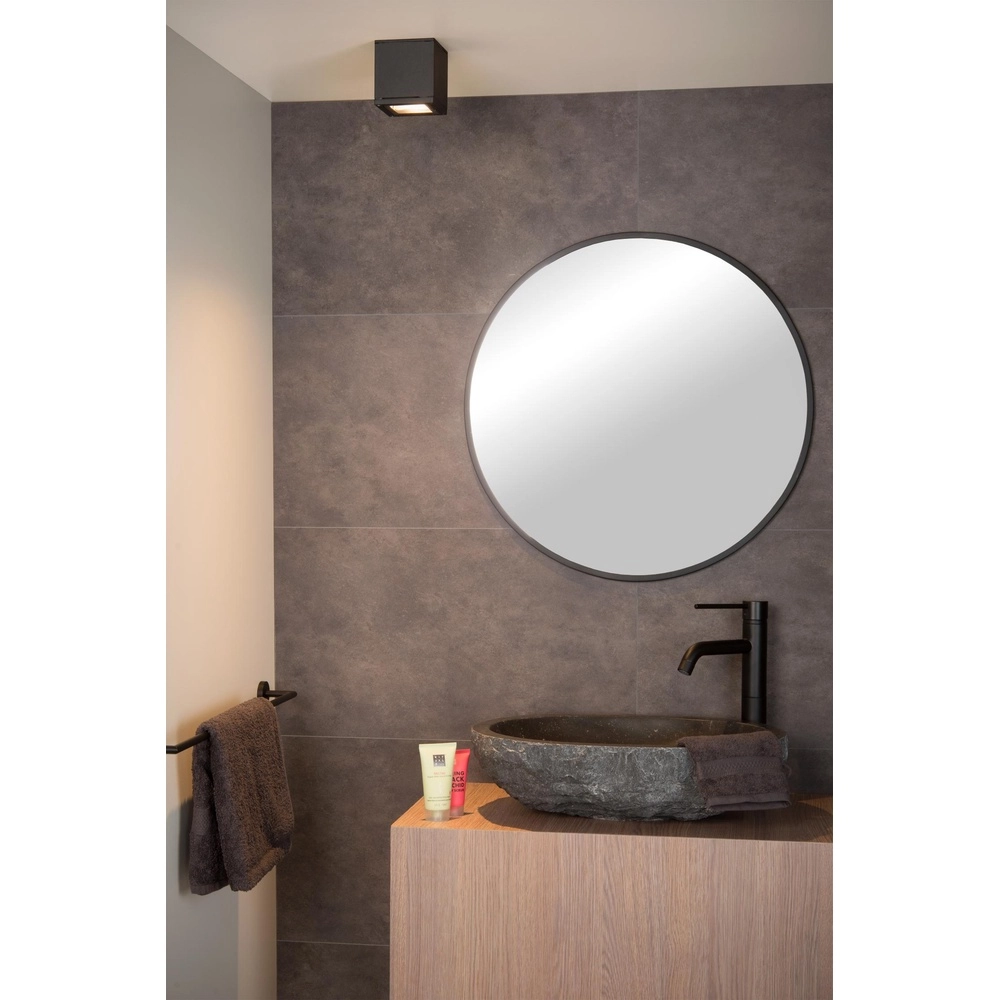 Vierkante plafondspot Aven badkamer IP65 zwart Lucide 5411212221452
