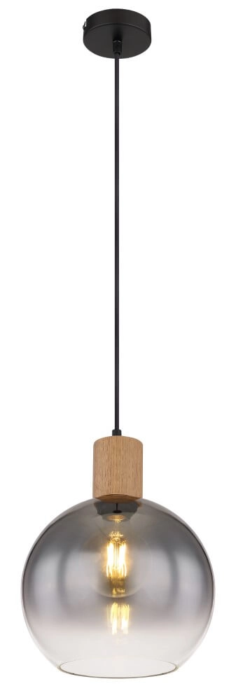 Hanglamp Moitas zwart met hout